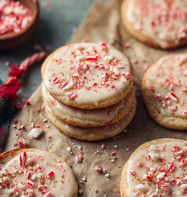 Delicious homemade peppermint cookies with festive decorations