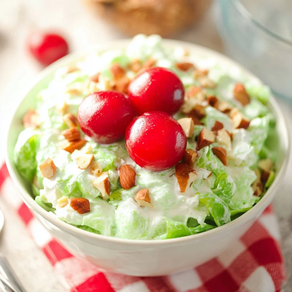 Fresh and vibrant pistachio salad with greens and dressing