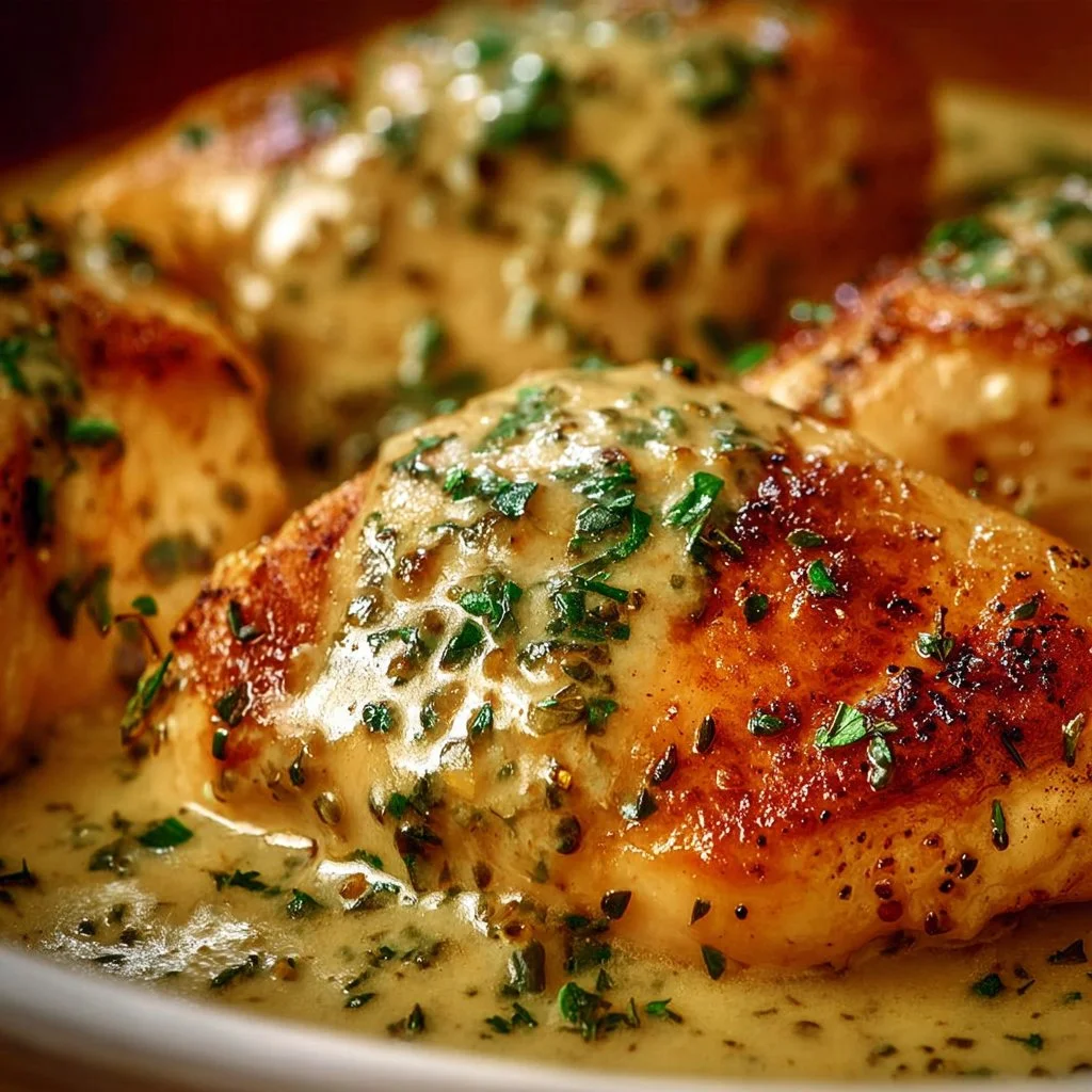 Creamy Crockpot Ranch Chicken served with fresh herbs