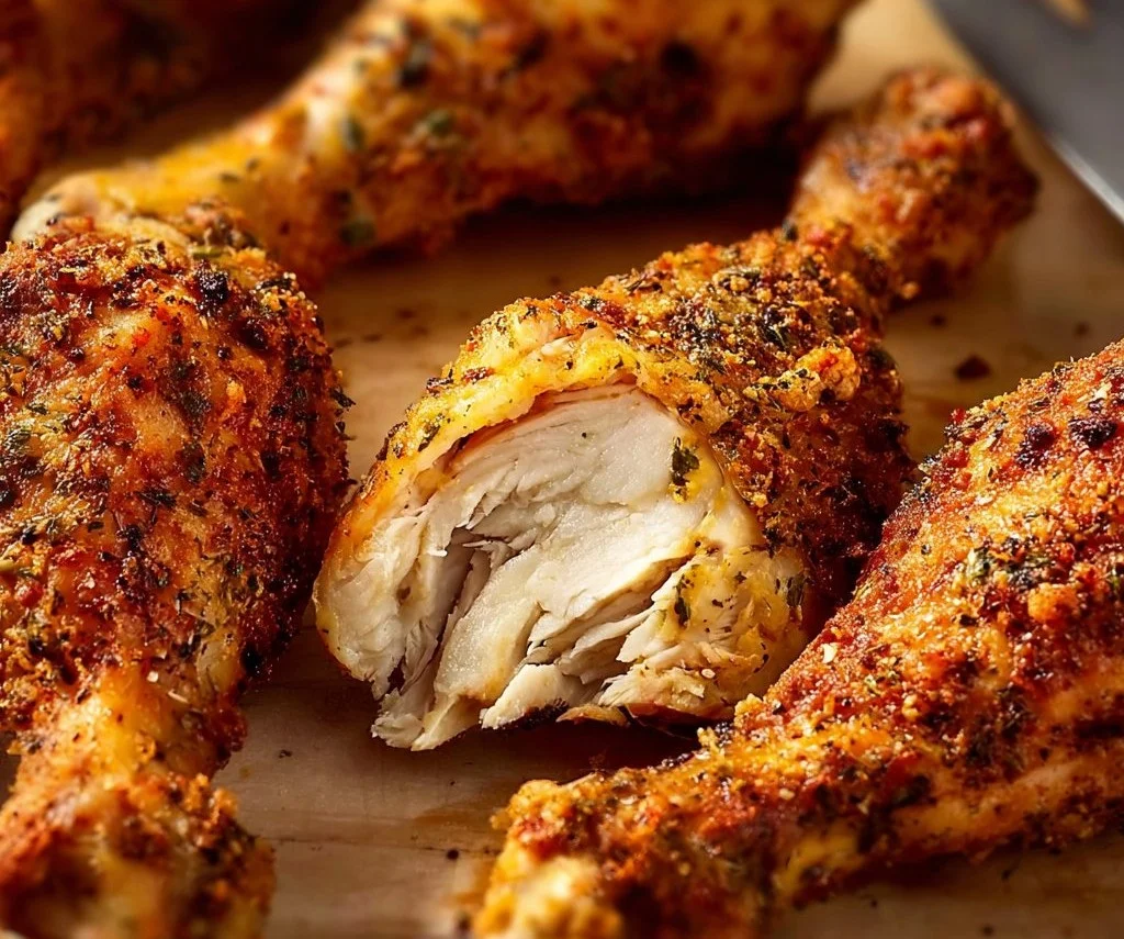 Seasoned crispy chicken drumsticks served with dipping sauce