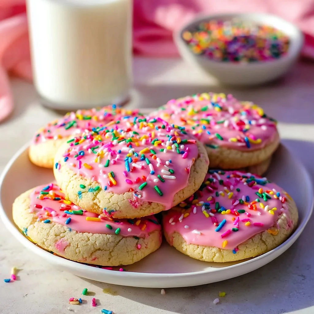 Deliciously soft sugar cookies topped with colorful icing.