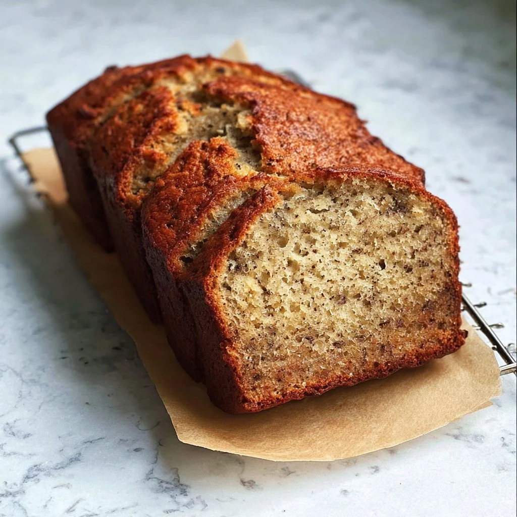 Delicious sour cream banana bread fresh from the oven