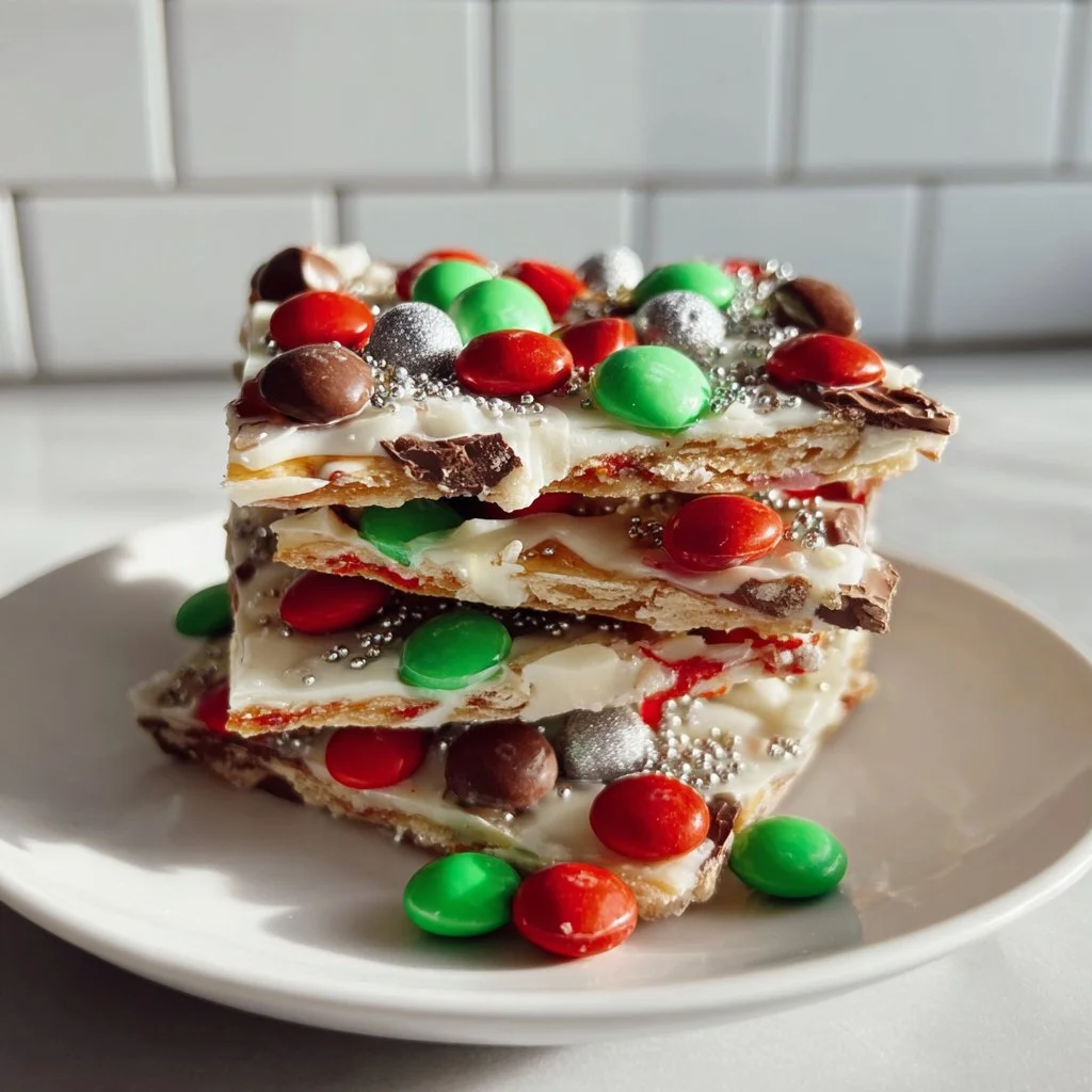 Delicious White Chocolate Christmas Crack in a festive holiday setting