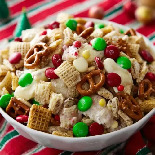Delicious White Chocolate Christmas Crack on a festive plate