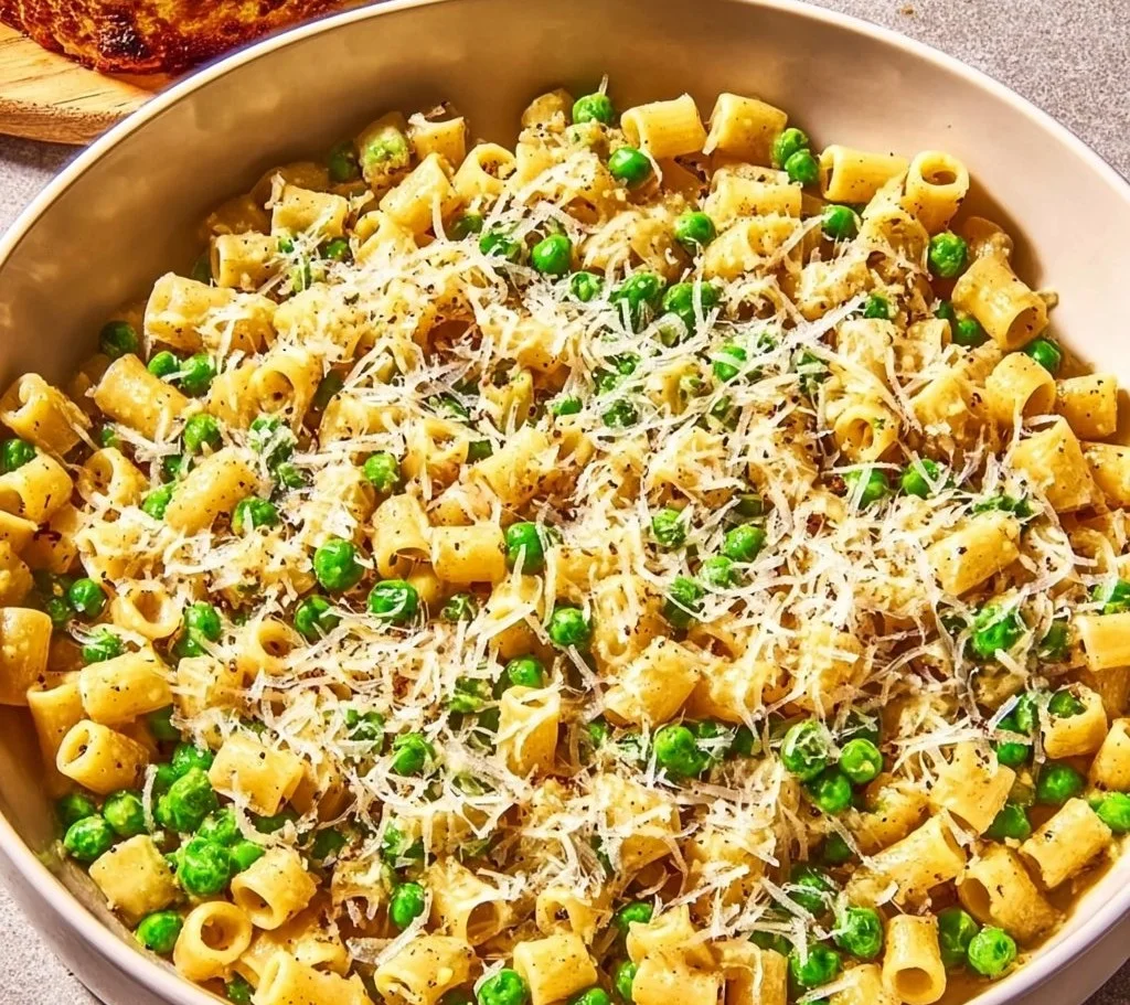 7-Ingredient Ditalini Pasta with Peas and Parmesan Cheese