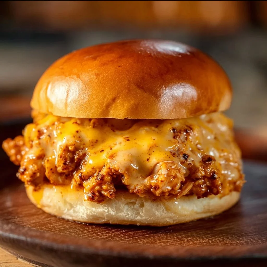 Spicy Cajun Chicken Sloppy Joes served on a plate