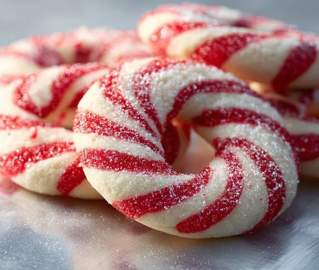 Deliciously decorated Candy Cane Cookies on a festive plate.