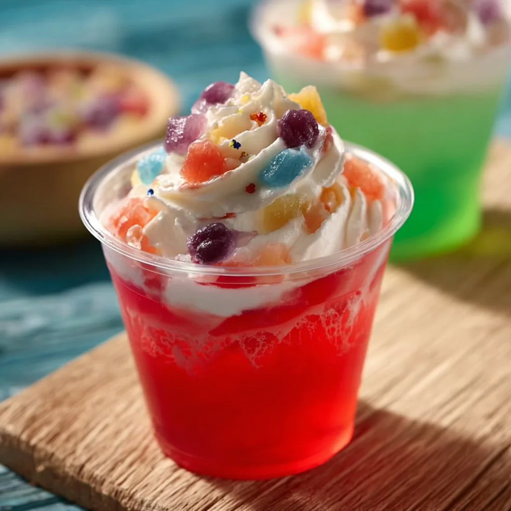 Colorful Children's Christmas Punch served in festive cups
