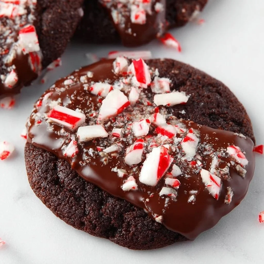 Delicious Chocolate Peppermint Ganache Cookies with a rich ganache topping