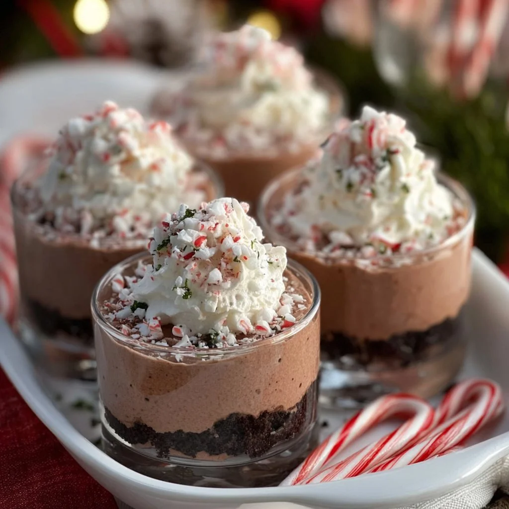 Chocolate Peppermint Trifle with layers of chocolate and peppermint cream