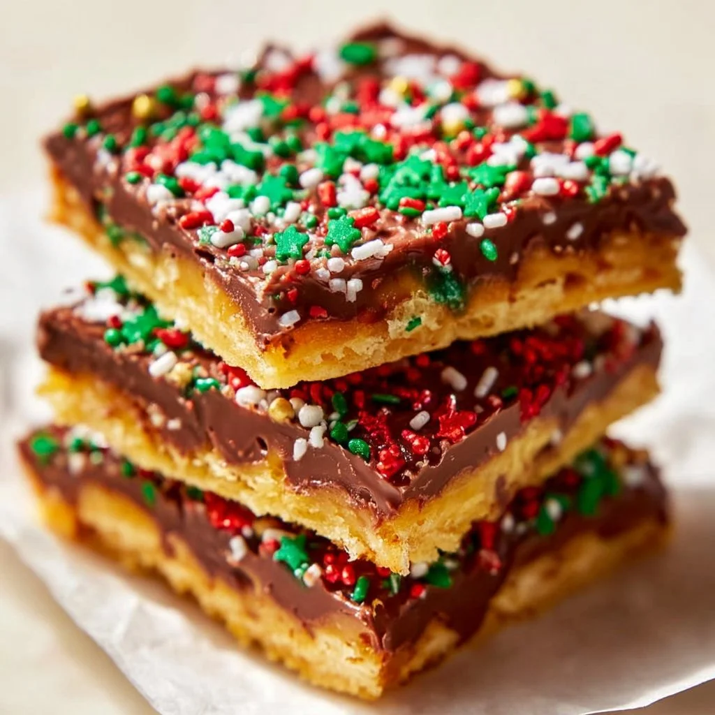 Delicious Christmas Crack made with chocolate and toffee