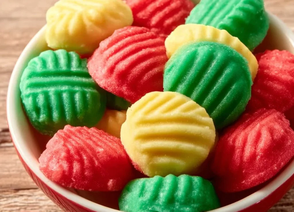 Delicious cream cheese mints arranged on a plate for a sweet treat.
