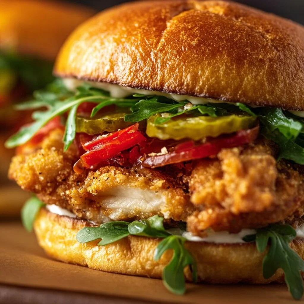 Crispy Lemon Pepper Chicken Sandwich with fresh ingredients and vibrant flavors
