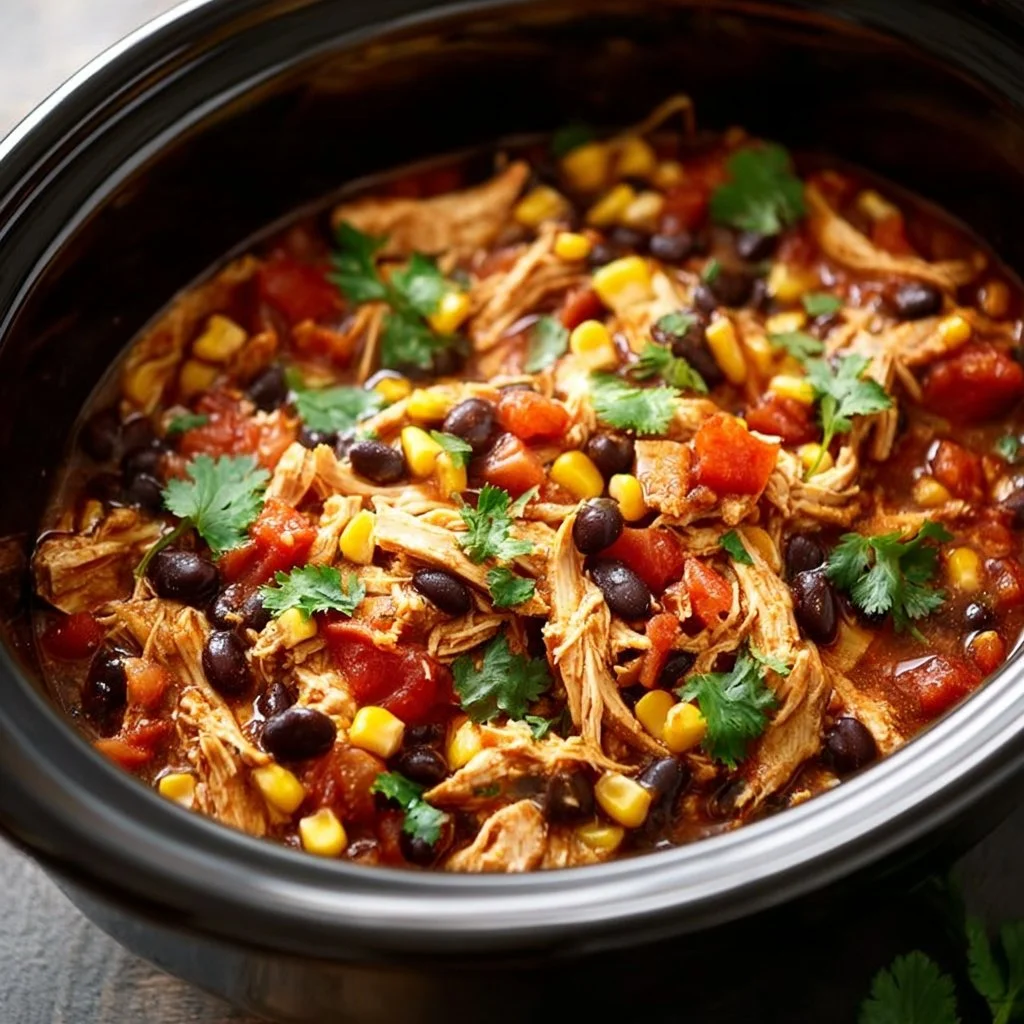 Delicious Crockpot Salsa Chicken served with toppings in a bowl
