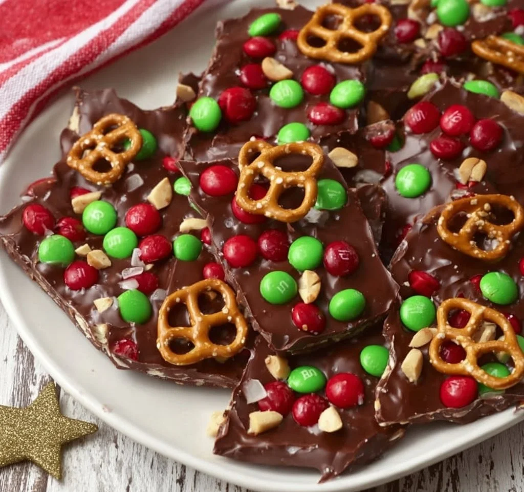 Delicious easy Christmas bark with festive toppings and colors