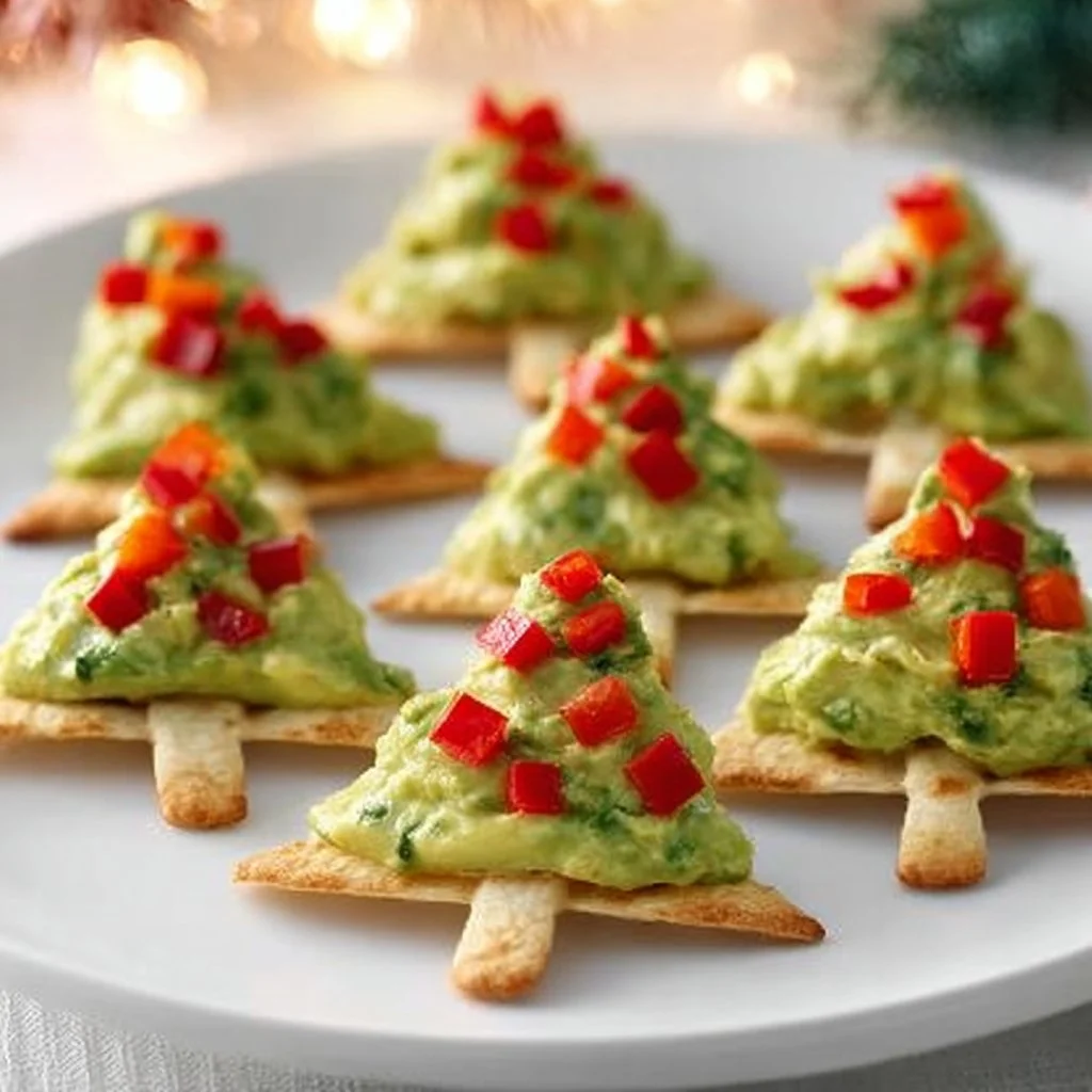 Guacamole pita bread trees served as a snack or appetizer