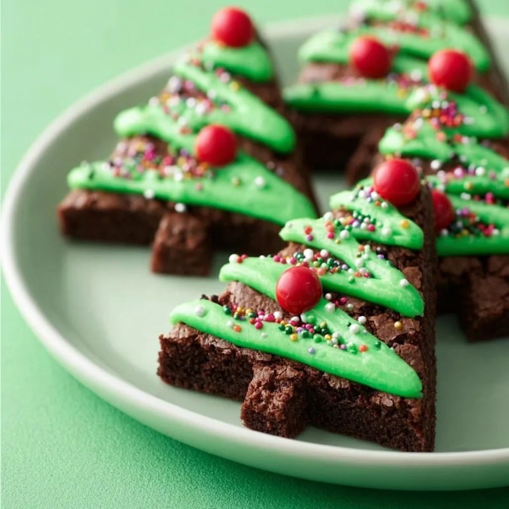 Delicious holiday brownie treats displayed on a festive table.