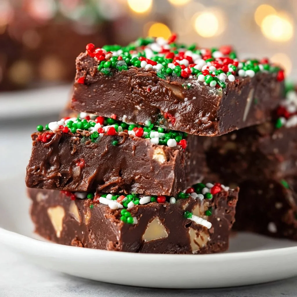Delicious homemade chocolate fudge served on a white plate