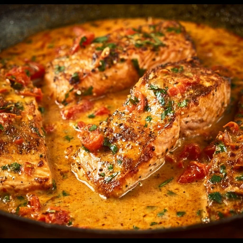 Delicious Marry Me Salmon dish garnished and ready to serve.