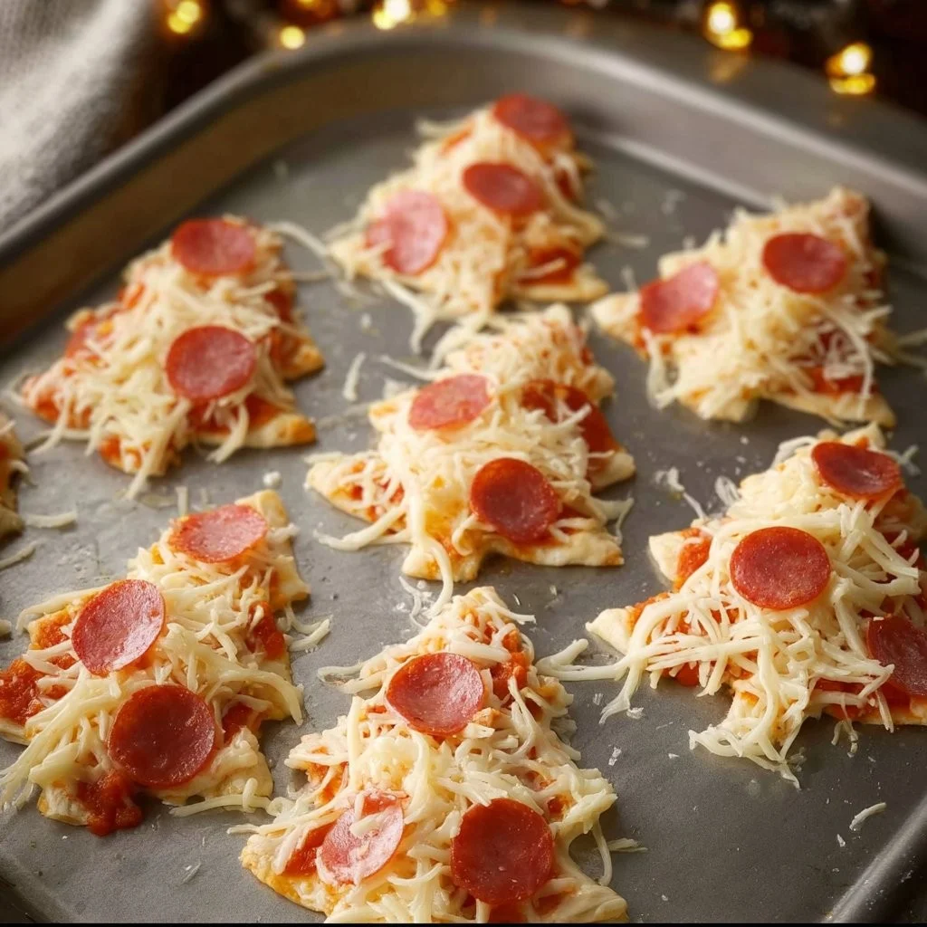 Mini Christmas Tree Pizza decorated for the holiday season