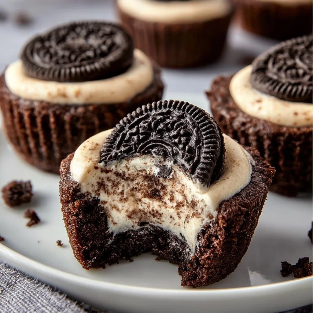 Oreo chocolate mousse cups topped with crushed Oreos and whipped cream