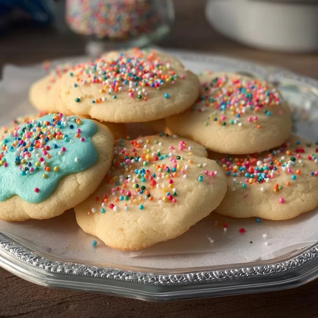 Delicious homemade Panera Bread sugar cookies on a plate.