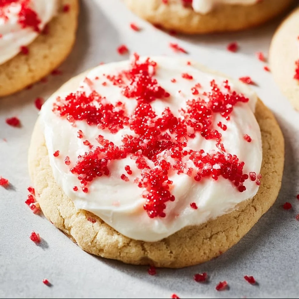Delicious peppermint butter cookies decorated with festive sprinkles