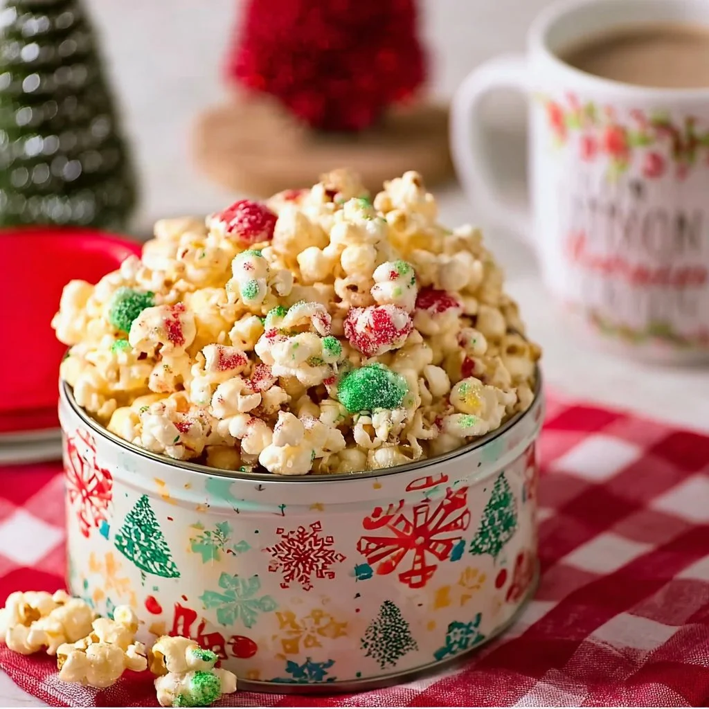 Delicious Santa Munch Christmas Popcorn in festive packaging for the holidays