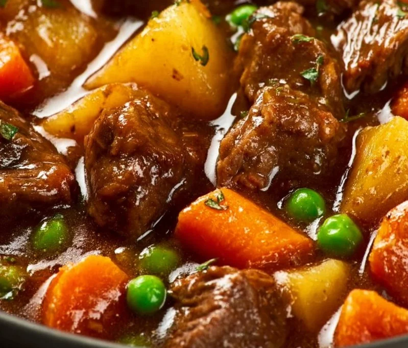 Delicious slow cooker beef stew with vegetables in a bowl ready to serve