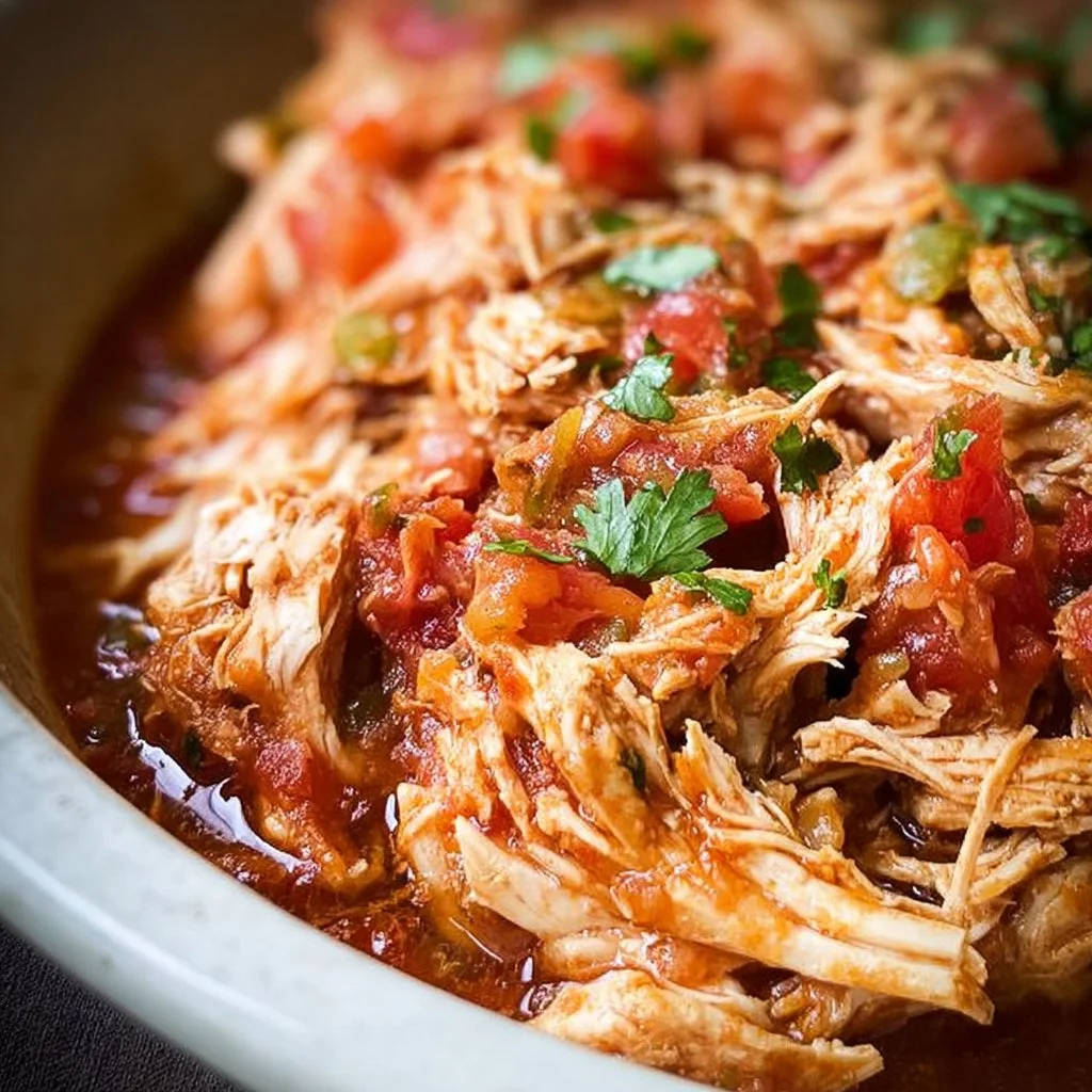 Slow cooker salsa chicken with fresh ingredients and spices