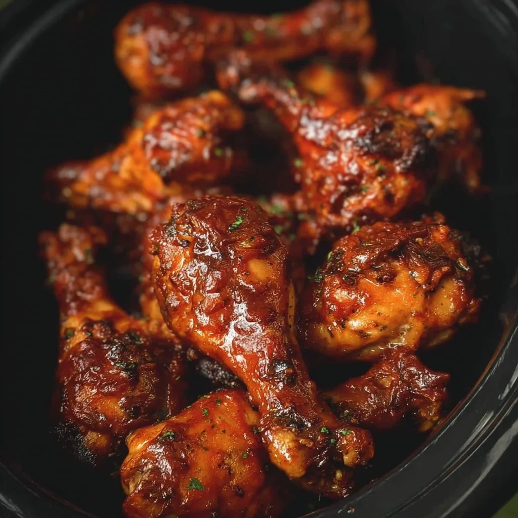 Crock Pot BBQ chicken legs recipe with tender, juicy meat