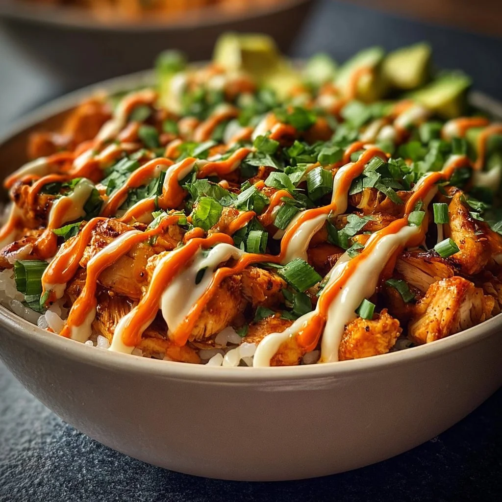 Delicious Buffalo Chicken Bowl with spicy chicken and fresh ingredients