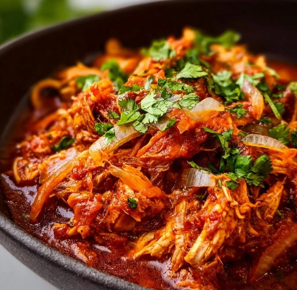 Delicious Chicken Tinga served in a bowl with toppings