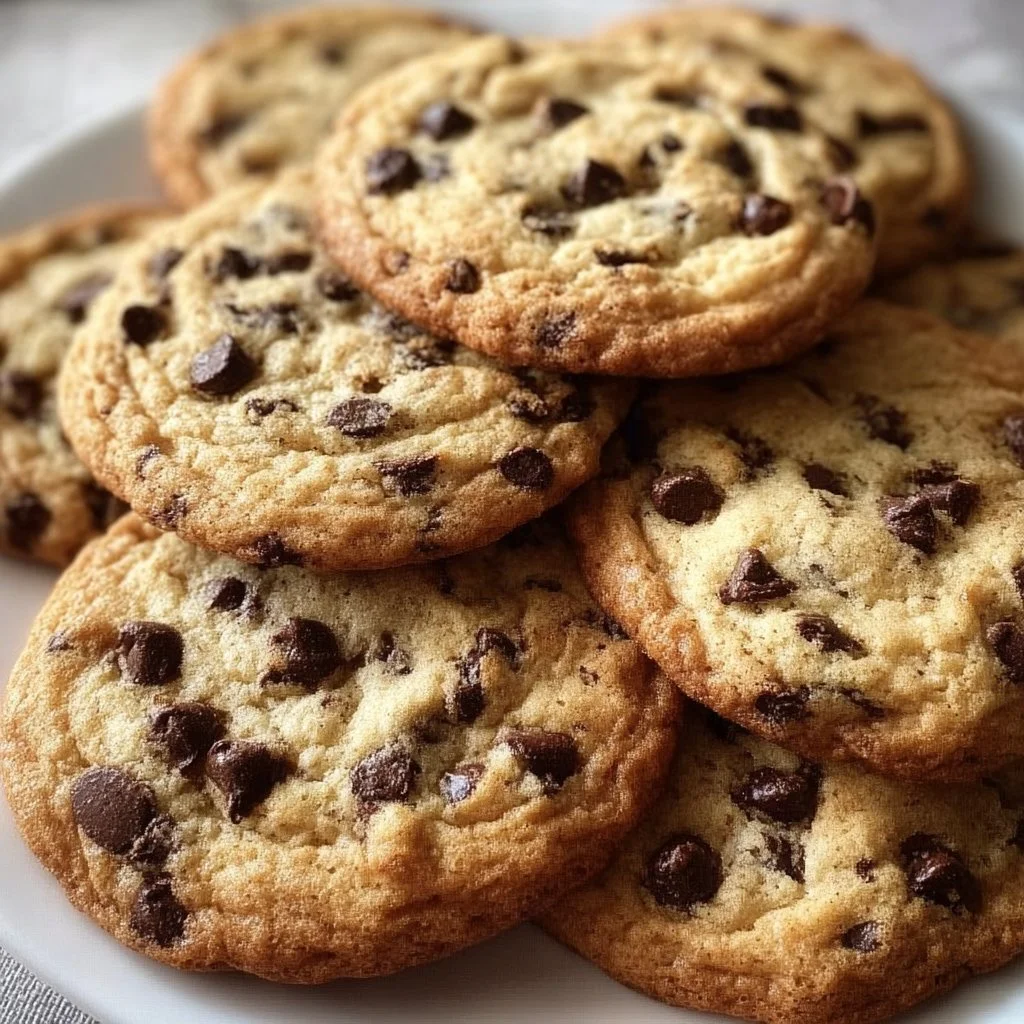 Freshly baked chocolate chip cookies on a cooling rack