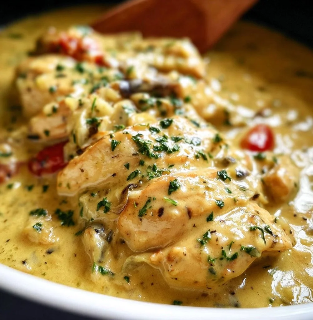 Creamy Italian chicken dish with herbs and sauce