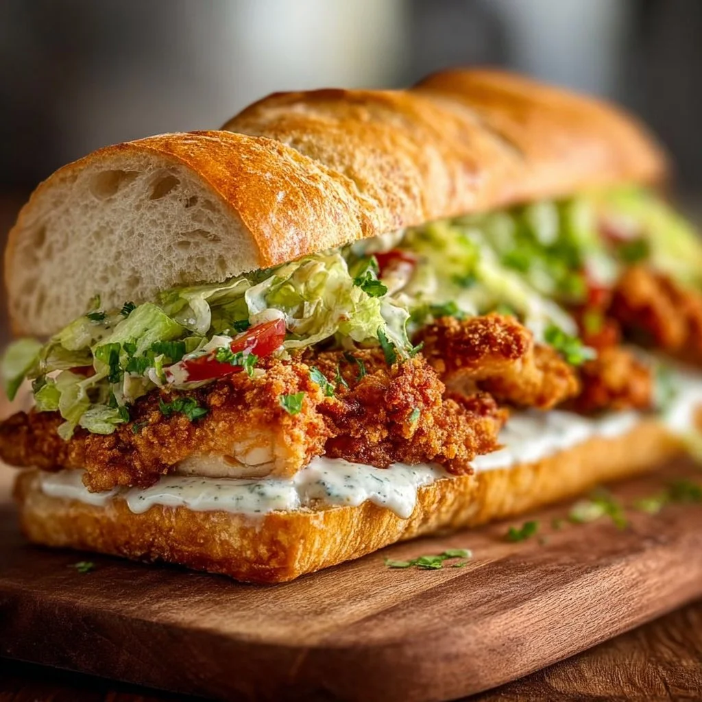 Crispy Chicken Caesar Sandwich with fresh lettuce and Caesar dressing
