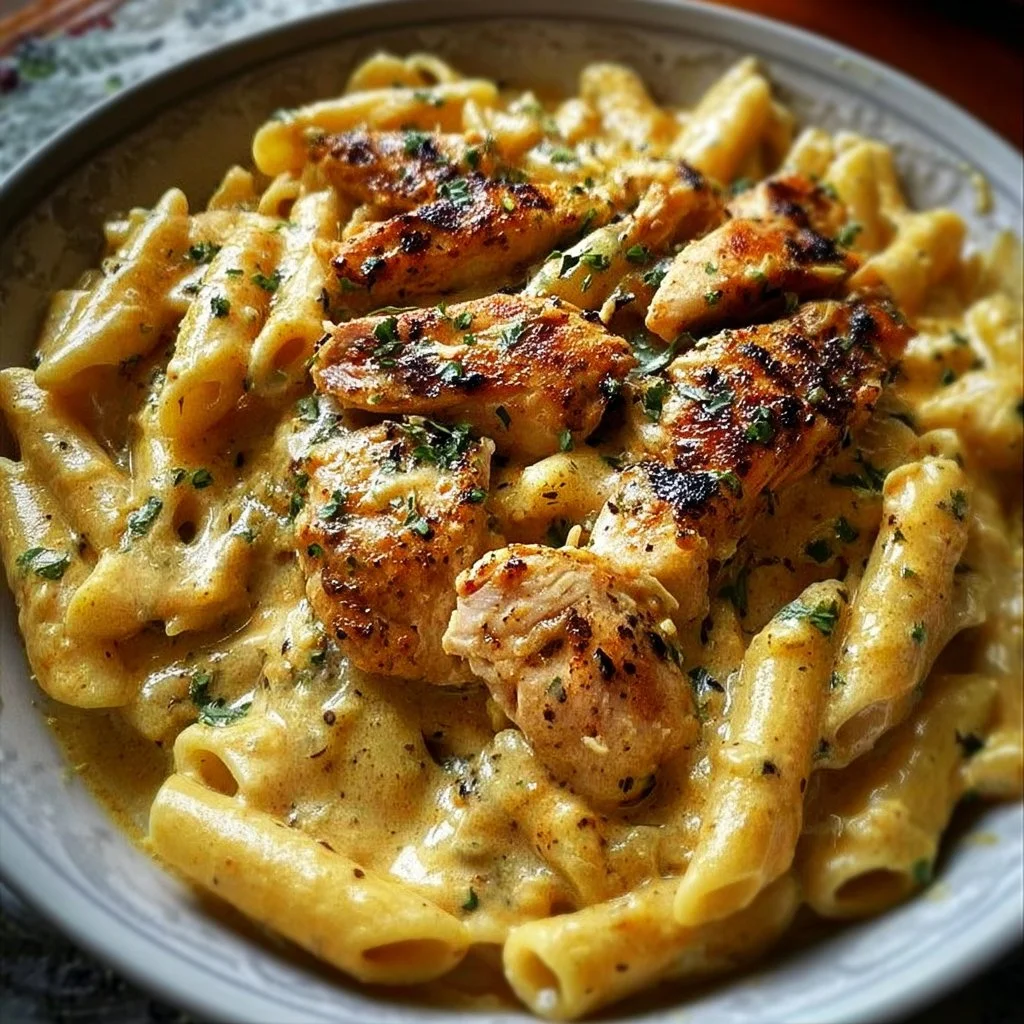 Crock Pot Creamy Cajun Chicken Pasta dish served in a bowl