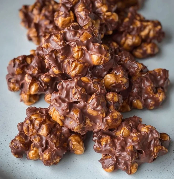 Crock Pot Peanut Clusters made with chocolate and peanuts ready to enjoy.