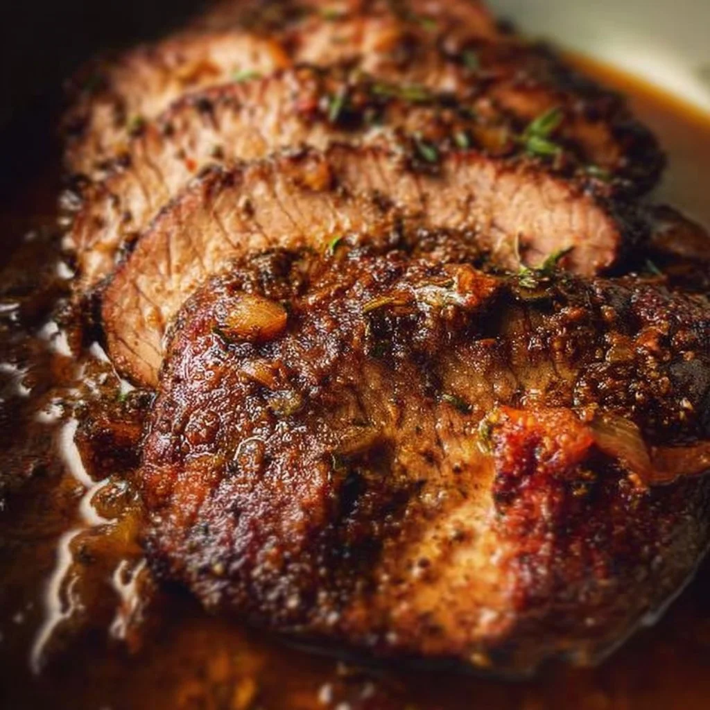 Crock Pot tri tip meal served with sides