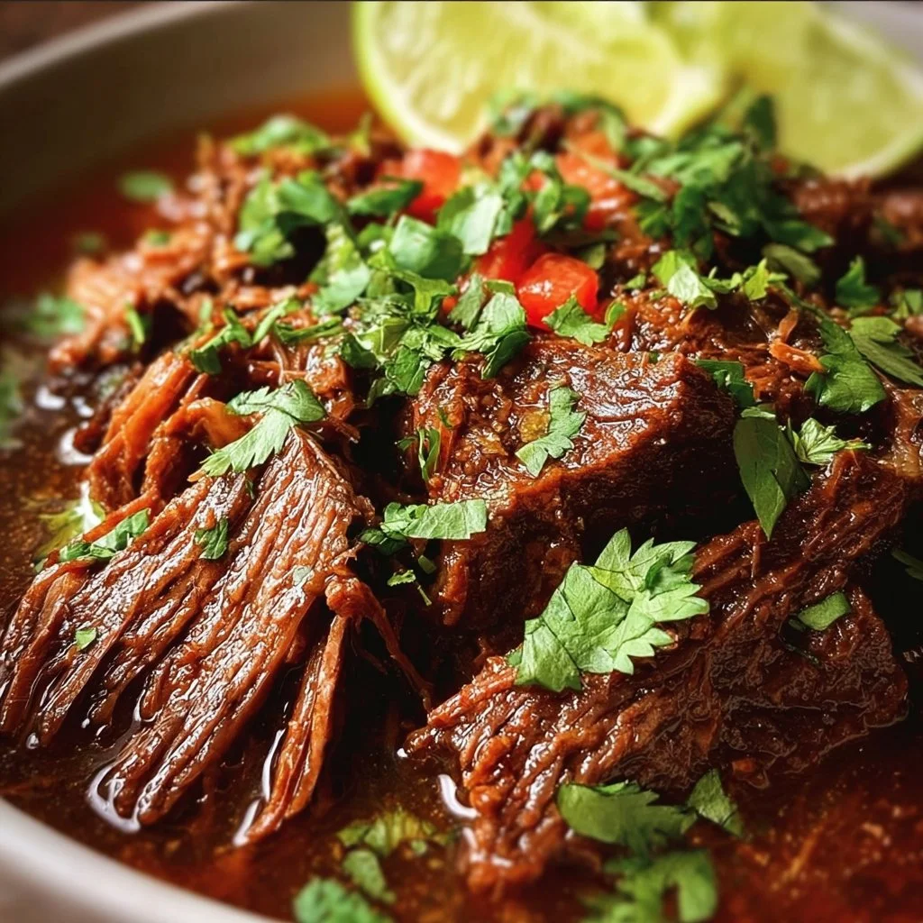 Delicious Crockpot Beef Carna Asada served with fresh toppings