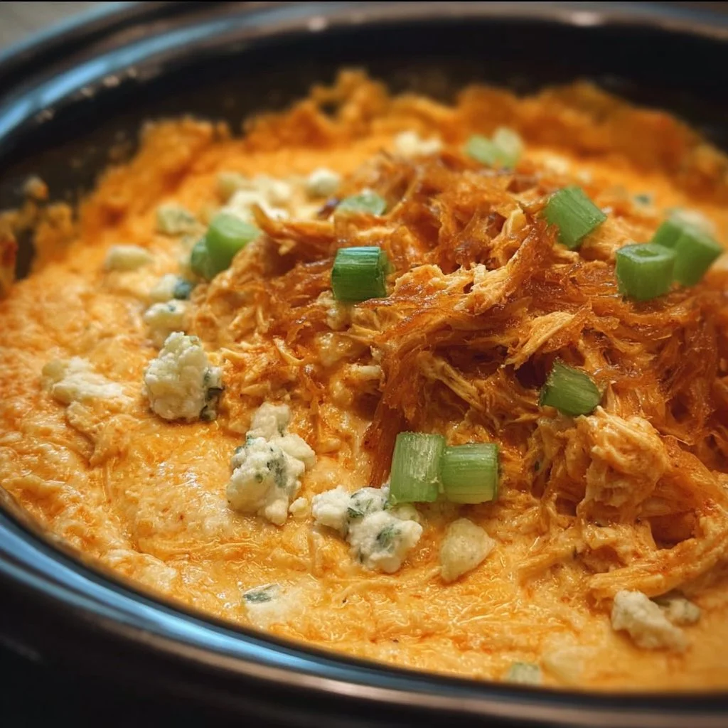 Crockpot Buffalo Chicken Dip served in a bowl with tortilla chips