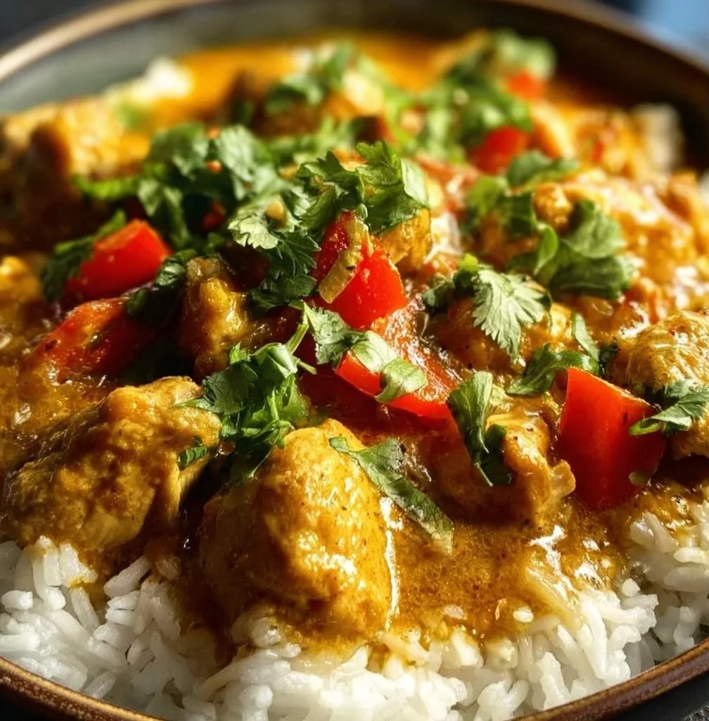 Delicious Crockpot Coconut Curry Chicken with vibrant spices and tender chicken