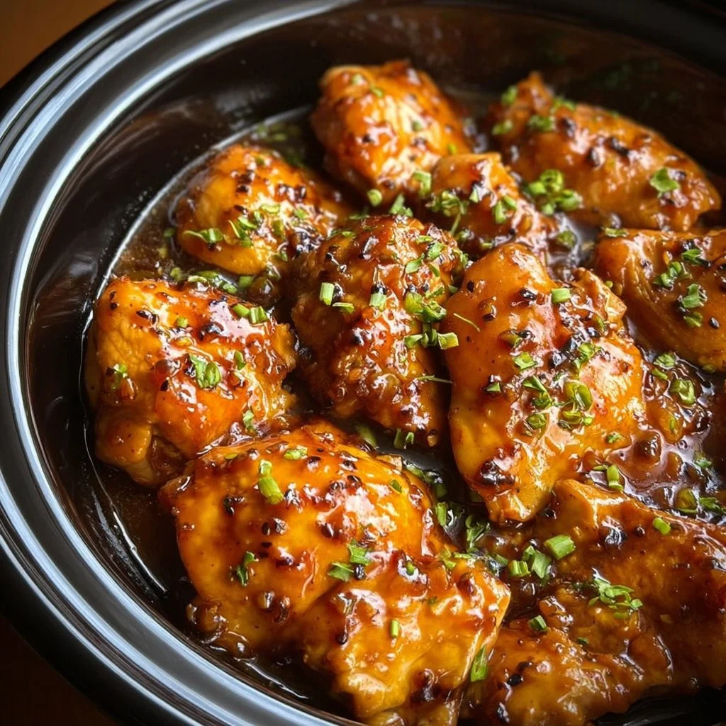 Crockpot Honey Garlic Chicken cooked with a sweet and savory glaze