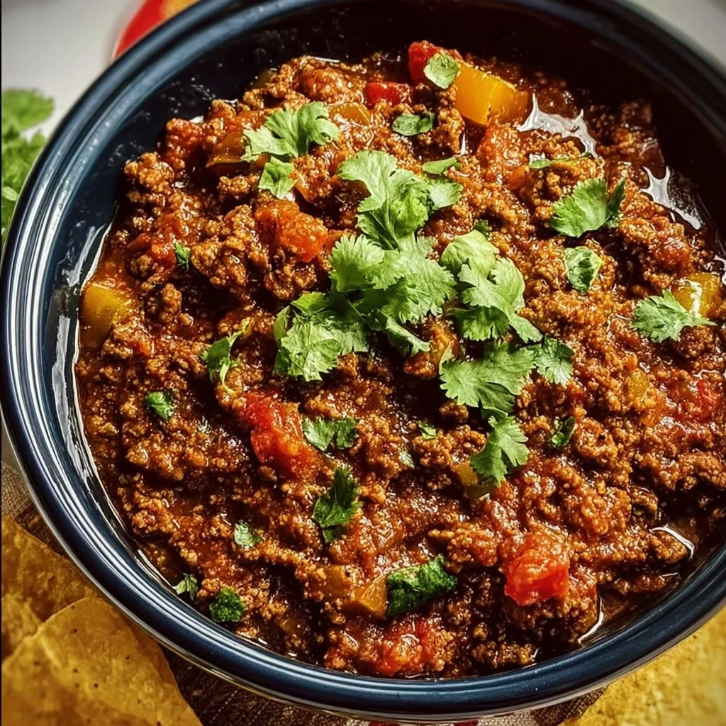 Deliciously cooked crockpot taco meat served in a bowl