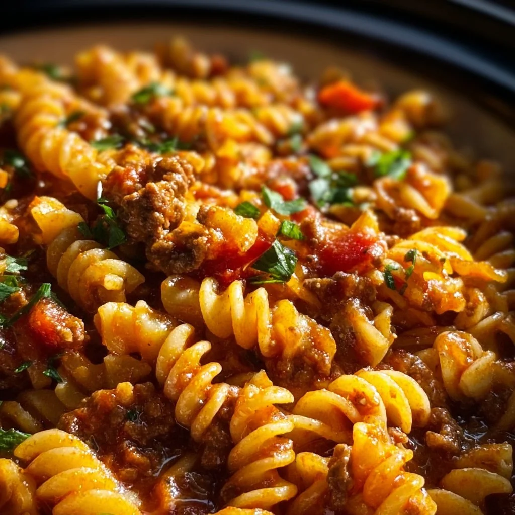 Crockpot Taco Pasta served in a bowl with toppings