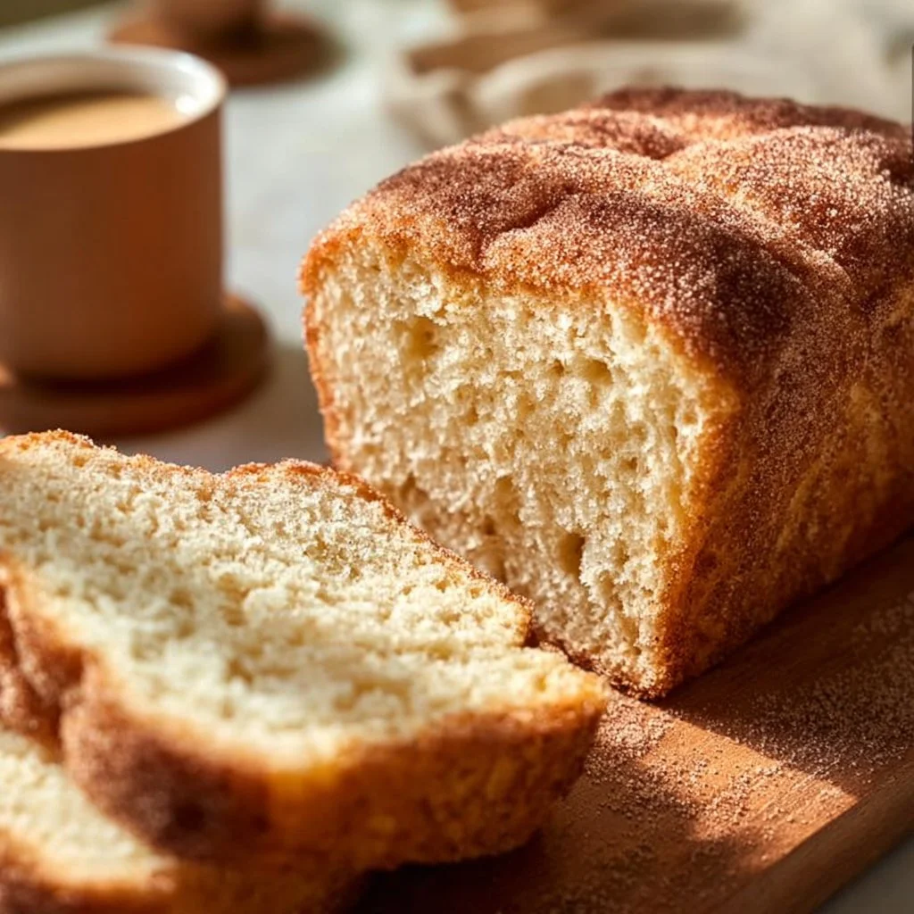Easy cinnamon donut bread baked to perfection with a sweet cinnamon topping.