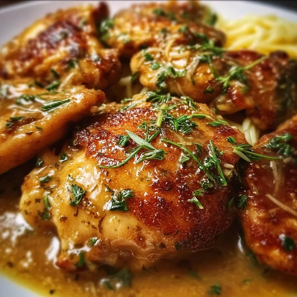Plate of exquisite chicken garnished with herbs and spices