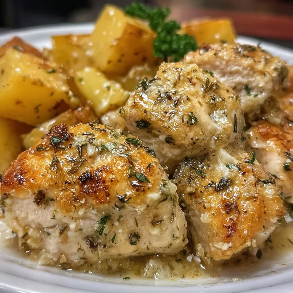 Crockpot Garlic Parmesan Chicken with herbs and spices
