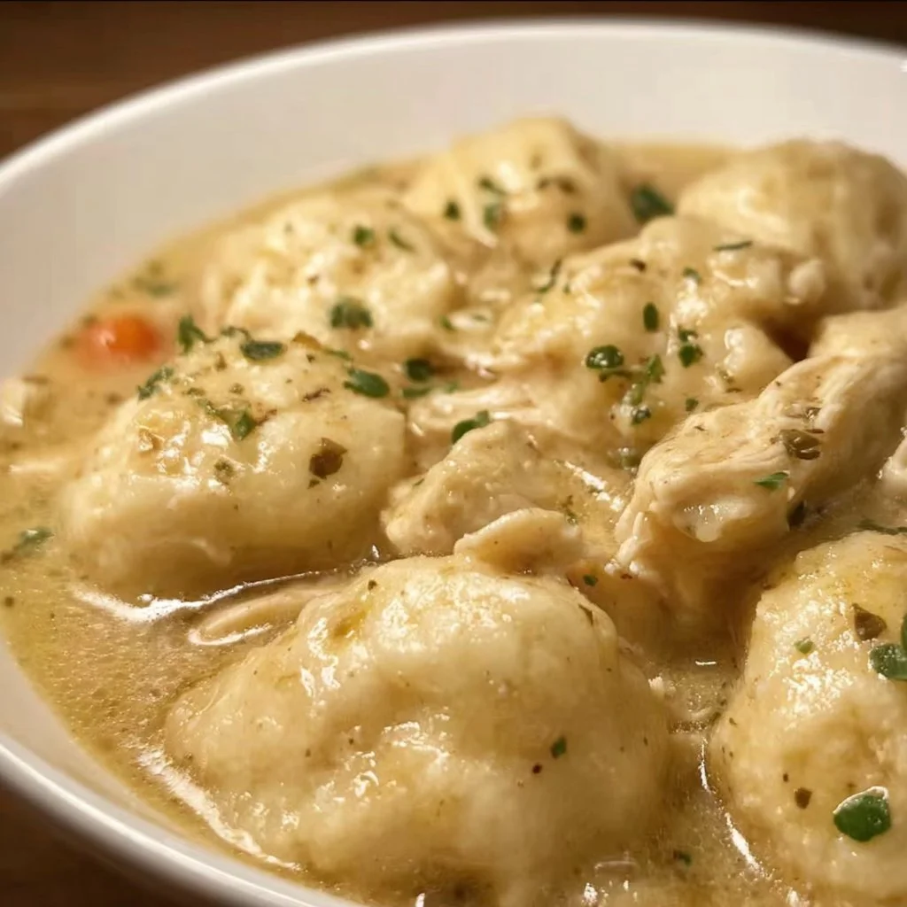 Delicious Instant Pot chicken and dumplings served in a bowl
