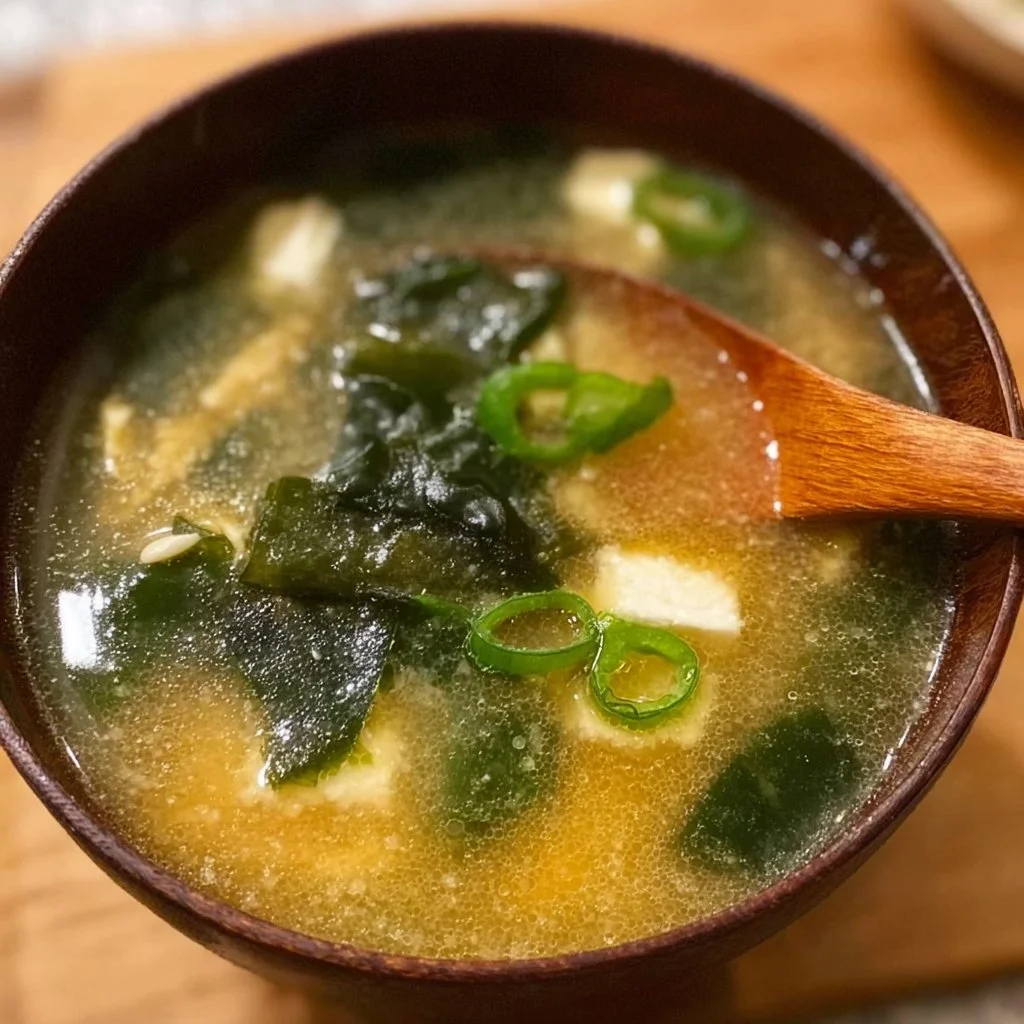 Bowl of traditional Miso Soup with tofu and green onions